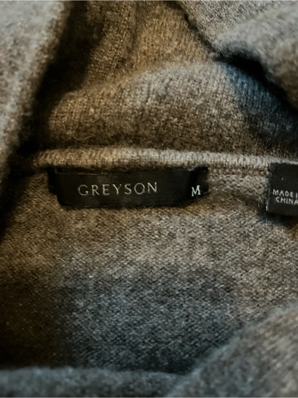 Greyson Men's Charcoal Crewneck Cashmere Hoodie with Blue Trim